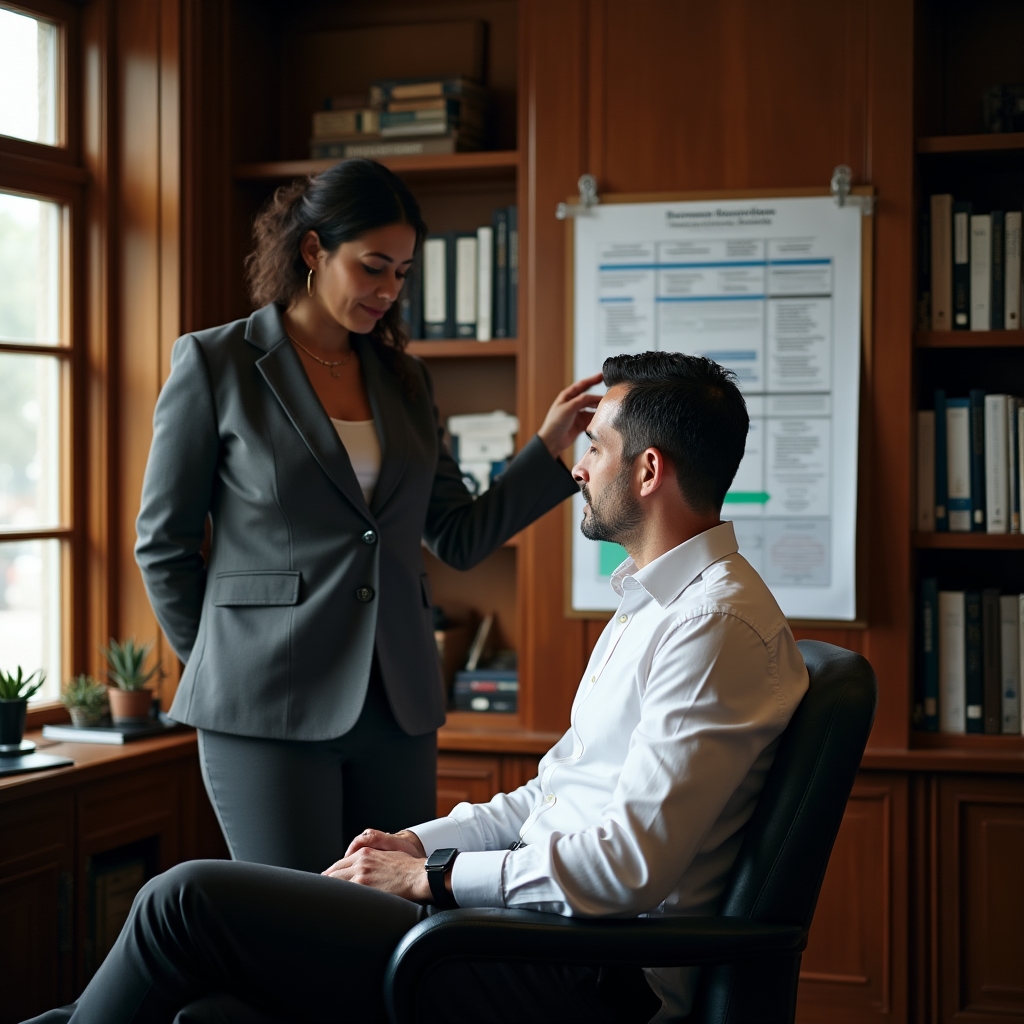 Professional audit team in a formal office environment reviewing process documentation